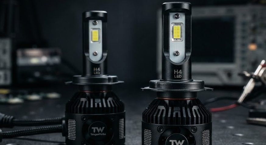 LED Headlight Pair — H4 — detail view