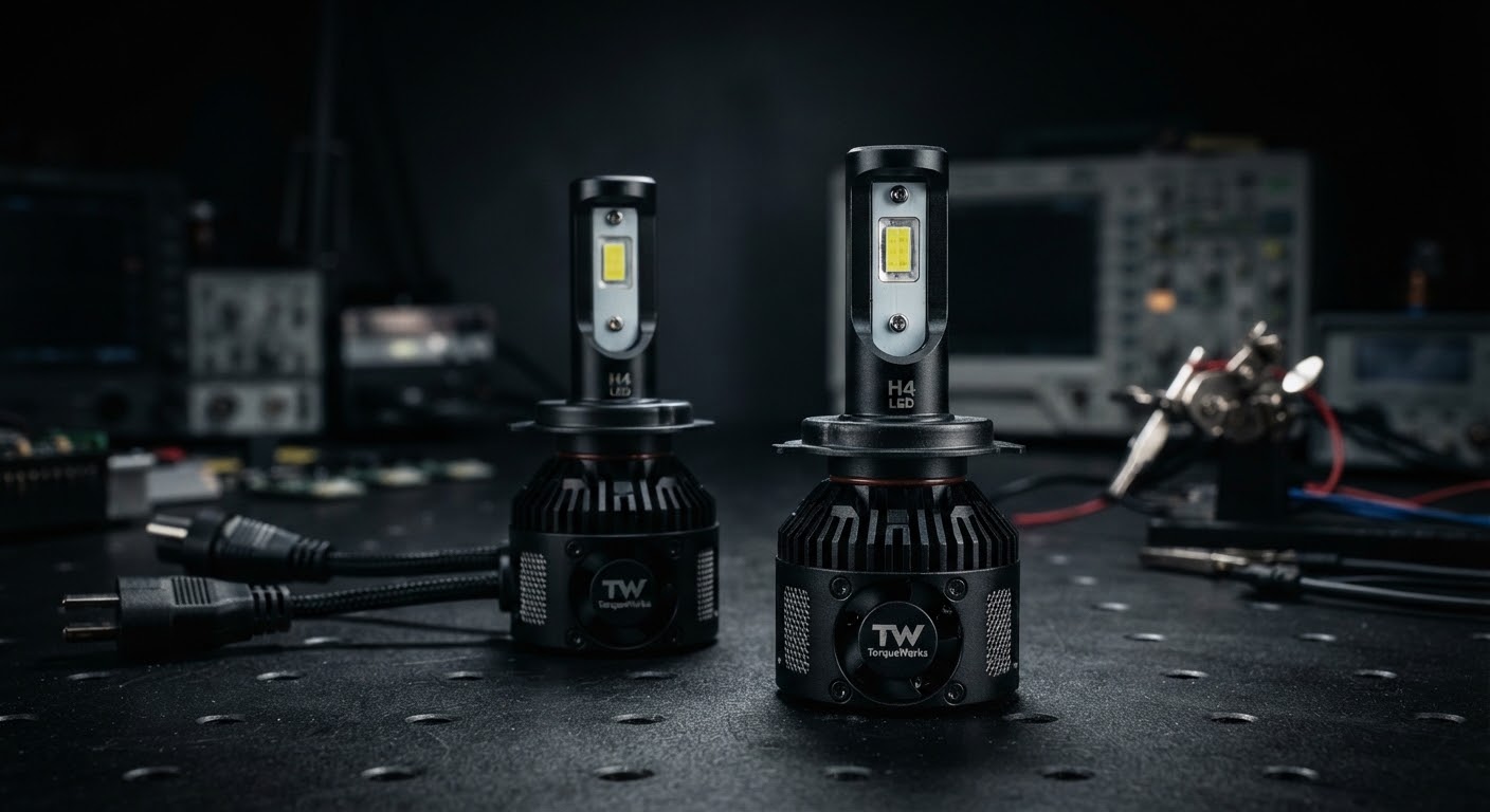 LED Headlight Pair — H4 — product photo